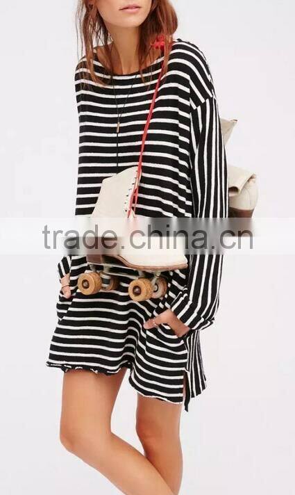 Runwaylover EY2370B Long Style 2017 Ladies Fashion Stripe Loose Blouse