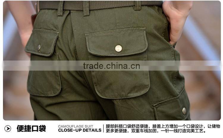 Juqian workwerar stylish casual quality quick drying green multi-pockets work pants mens with knee pad