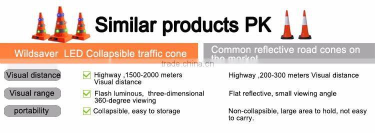 Hi Vis powerful battery 450mm reflective led light traffic cone