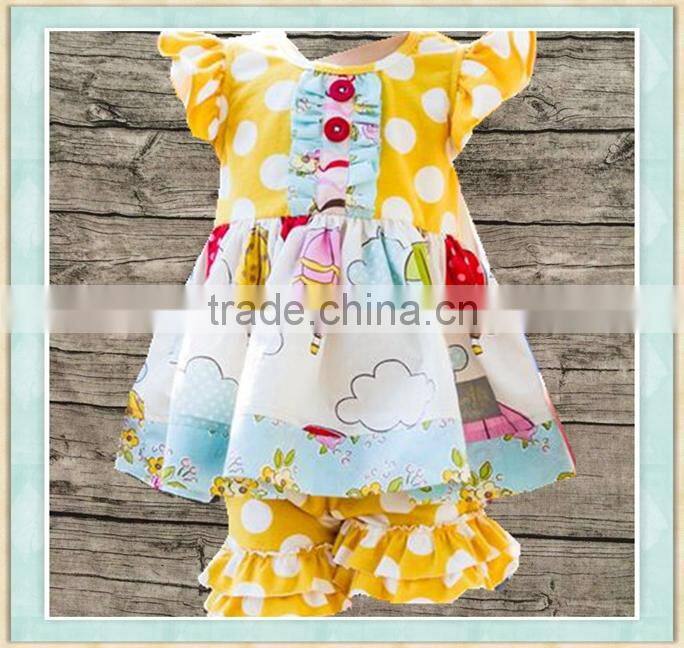 2017 persnickety fall back to school outfit flutter sleeve dress match ruffle shorts design boutique girls clothes