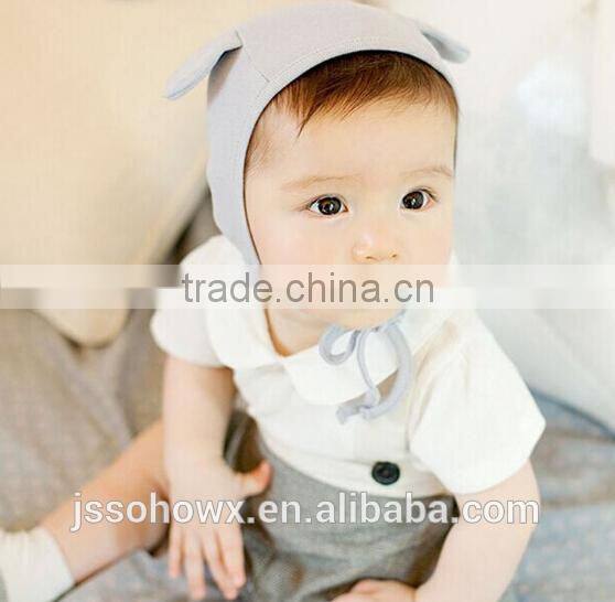3 colors in, cute rabbit design, baby cotton hat, plain cotton baby hats