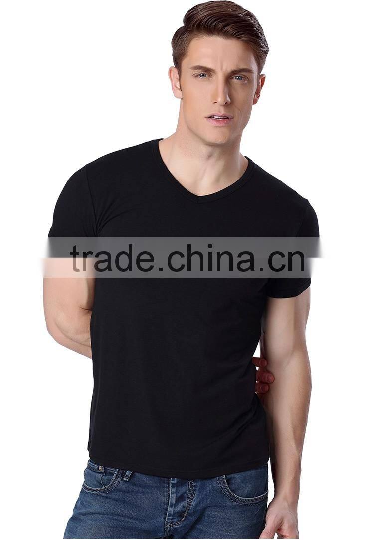 mens loose large size modal viscose bodybuilding tight fit dri fit V-neck t-shirts