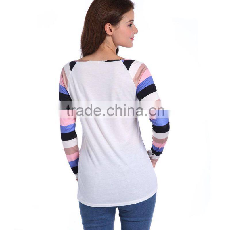 Fashion Patchwork Knit Autumn Long Sleeve Blouse Manufacture Wholesale Women Fashion Apparel 2017