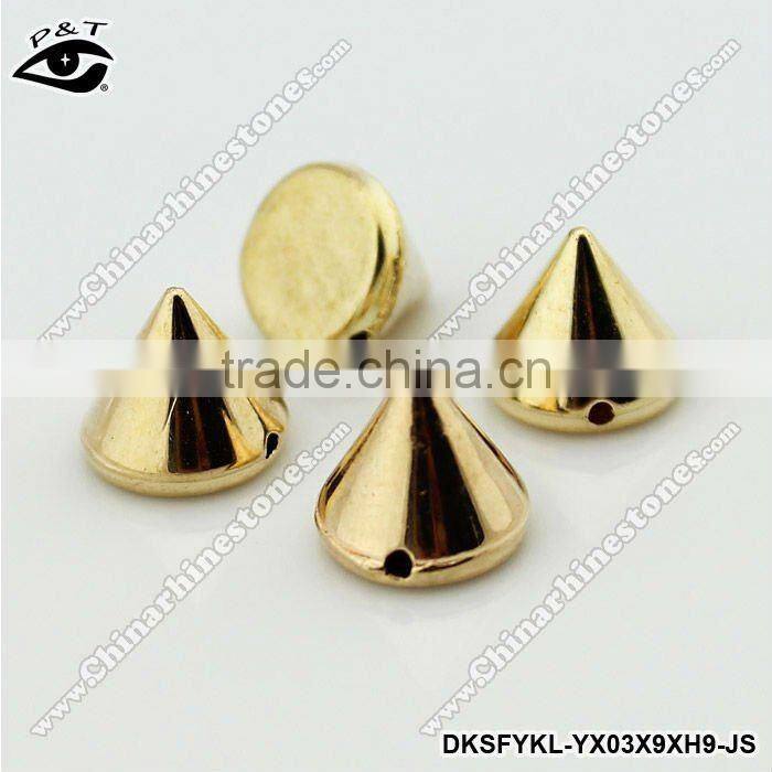 10mm sew on cone studs with holes brown coffee color for clothing shoes