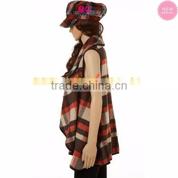 Wholesale plaid waterfall vest