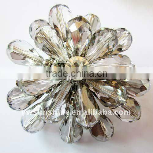 Fashion flower with crystal bead elastic ring
