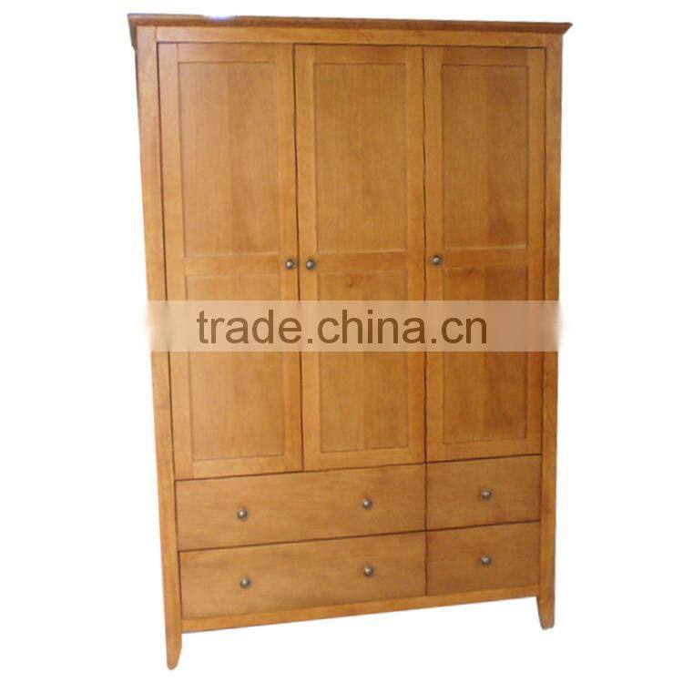 MDF New Zealand Pine solid wood cheap price wooden wardrobes with 3 doors