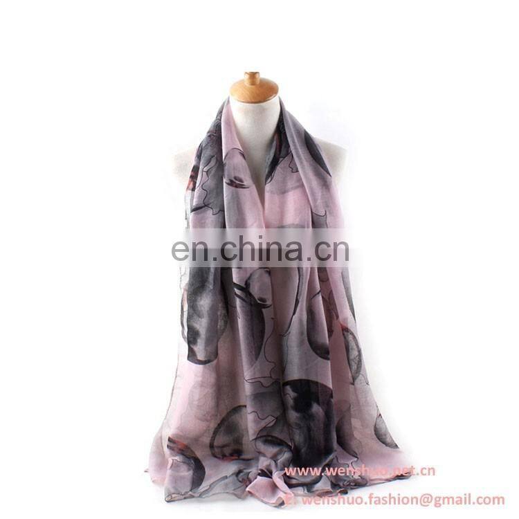 2016 Spring New Begonia Printed Voile Scarves With Sunblock