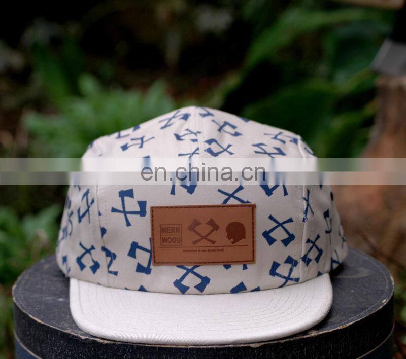 Leather Patch Digital Printing 5 Panel Cap
