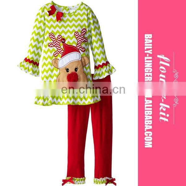 Children Christmas Clothes Girls Rare Editions Cute Long Sleeved T-shirt and Red Pants Set Christmas Celebrating Suit