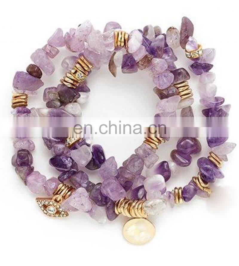 Sequin green agate chip stretch bracelet