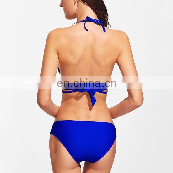 Wholesale women caged detail halter modest swimwear brazilian bikini sexy