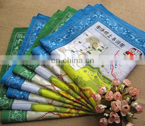 multi-styles promotional advertising customized printed map handkerchief