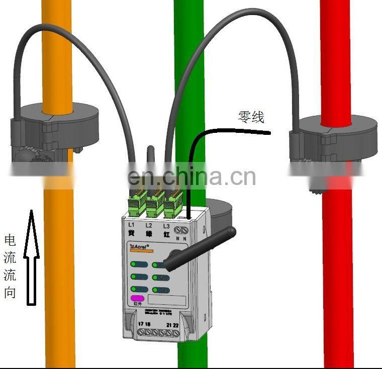 Acrel AEW100 three phase din rail loar and RS485 communication wireless energy meter