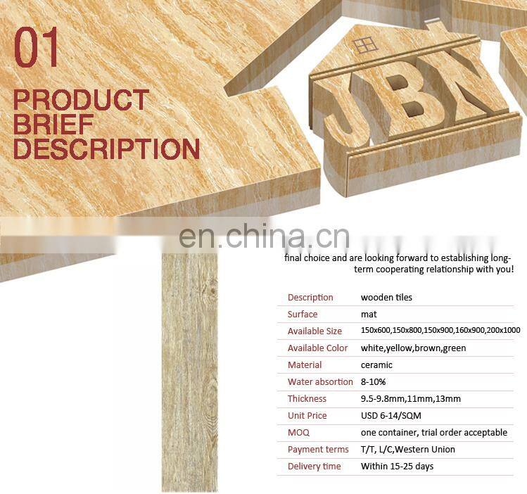 3D inkjet printing natural wood look floor ceramic non slip  floor tile 150x600mm