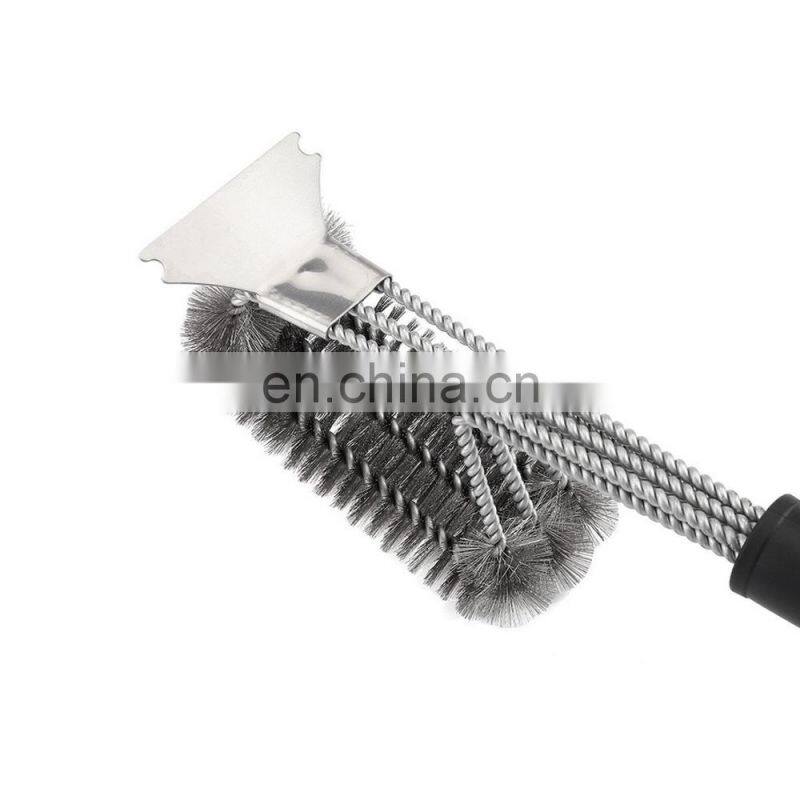 BBQ Grill Brush and Scraper BBQ Brush for Grill, Safe 18" Stainless Steel Woven Wire 3 in 1 Bristles Grill Cleaning Brush
