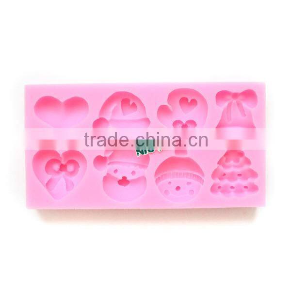Unique design christmas day silicone fondant cake molds