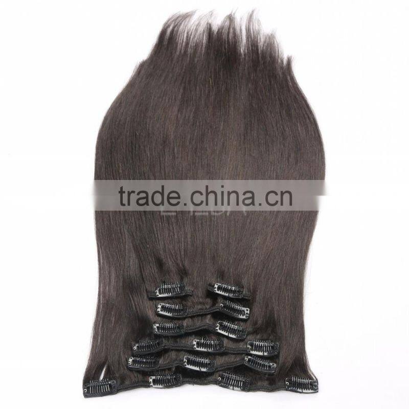 Grade 8a brazlian human hair clip in extensions hair sample availabe