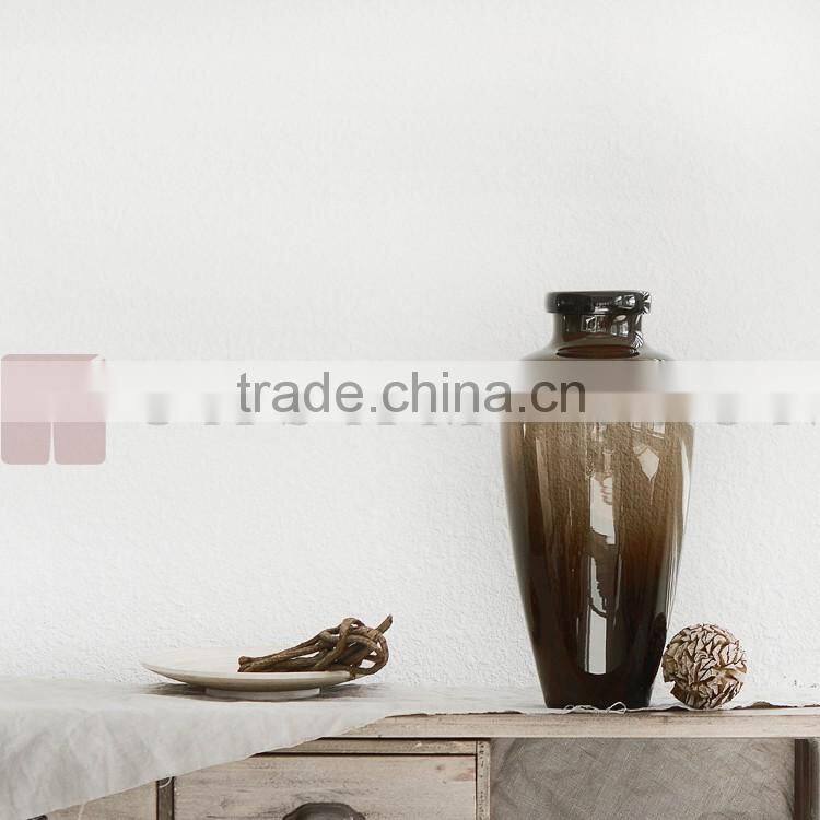 CASAMOTION Deep Brown Hand Blown Art Glass Vase with No MOQ and Gift Boxed, A9030-500