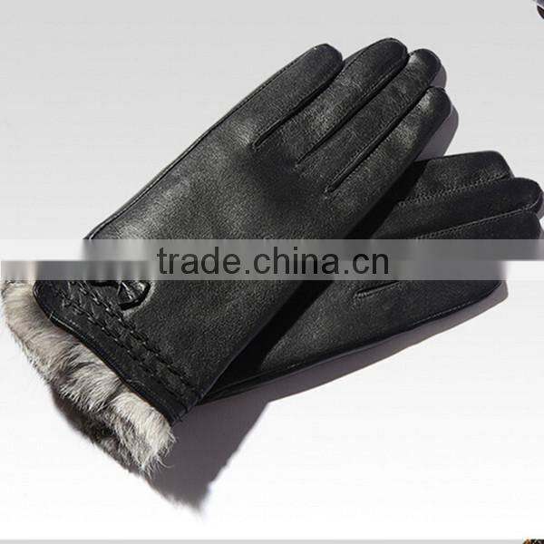rabbit fur lined high fashion leather glove from leather glove manufacture