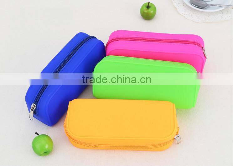 Custom silicone rubber colored pencil cases/ pencil case bag/ cute pencil pouch