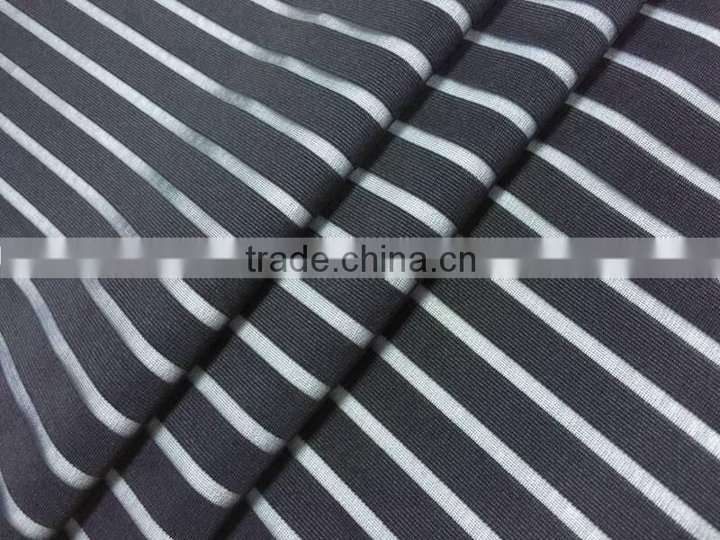 100 polyester stripe organza fabric for fashion cloth China supplier