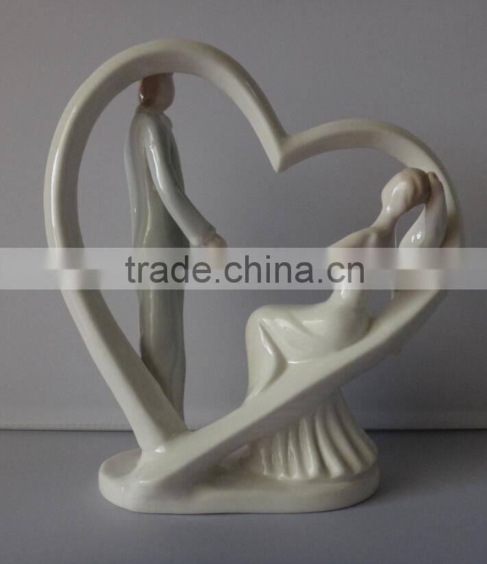 High Quality Event Supplies Bride and Groom Ceramic Figurine Cake Topper for wedding Party Table decoration-BY-TOP4