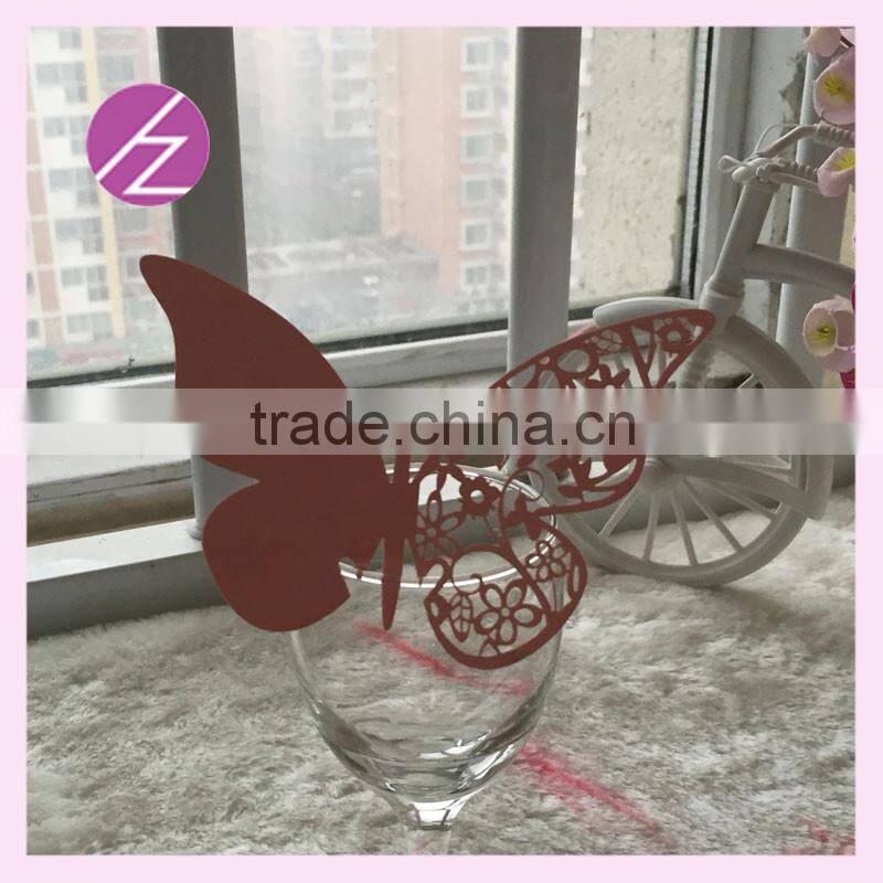 laser cut wedding party decoration butterfly card for glass JK-69