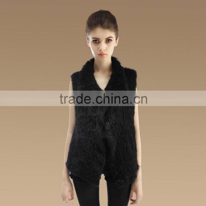 Wholesale 2015 Irregular Style Charmful Real Women Knitted Rabbit Fur Vest