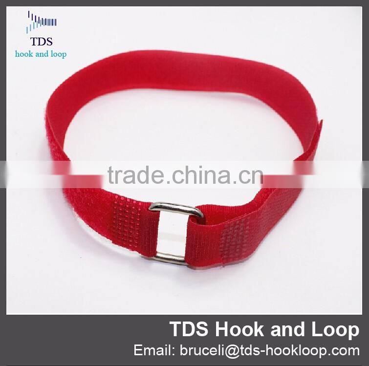 coloful adjustable hook and loop strap with metal buckle