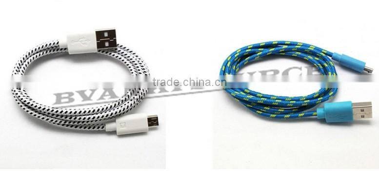 1m 2m 3m Braided Micro USB cable Data transfer and power charge For Android