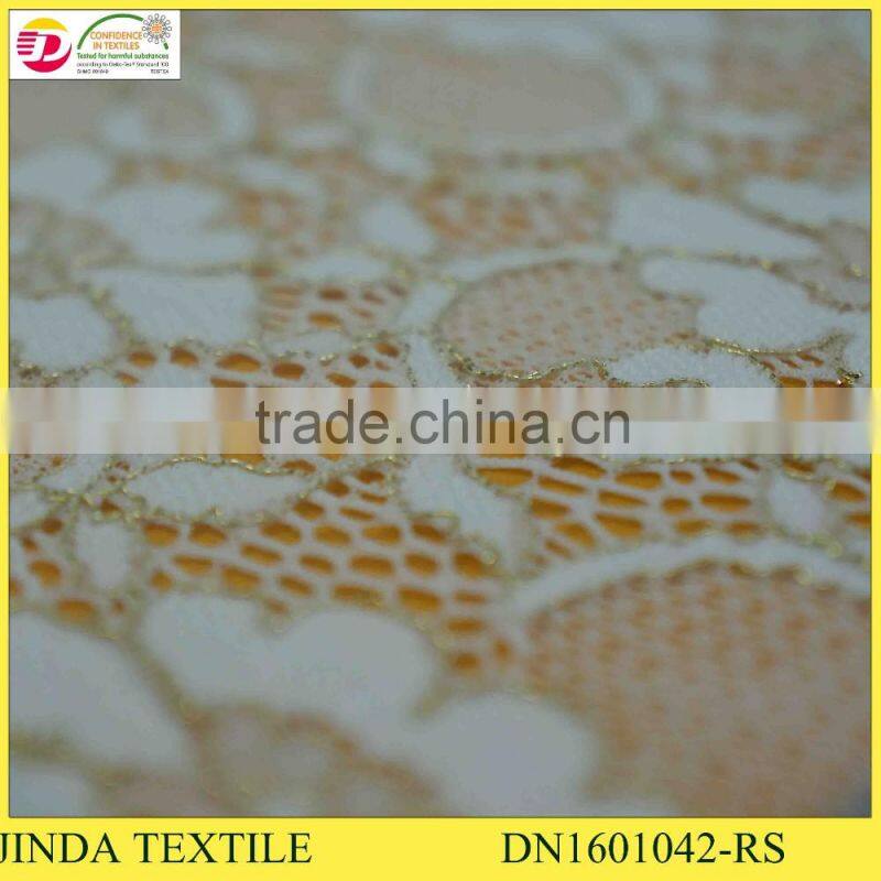High Quanlity Gold Elastic Lace Fabric for Making Dress
