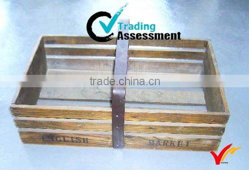 rectangular vintage flower wooden basket