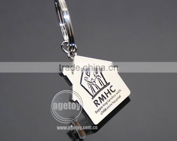 Public Good Souvenirs House Shape Engraved Logo Promotional Customized Metal House Key Ring