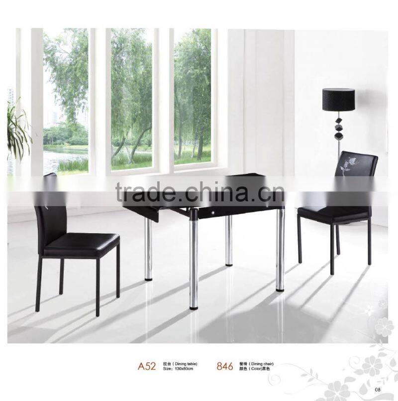 black simple glass dining table 6 chairs set factory sell directly YY3