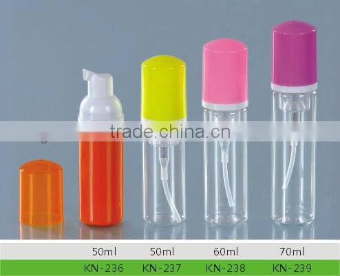 50ml PET/HDPE empty plastic foam pump bottles, empty cosmetic foaming pump bottles
