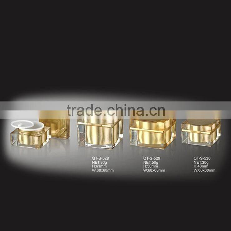 Empty Cosmetic Acrylic Transparent Square Cream Jar Skin Care Packaging Acryl Series 40g