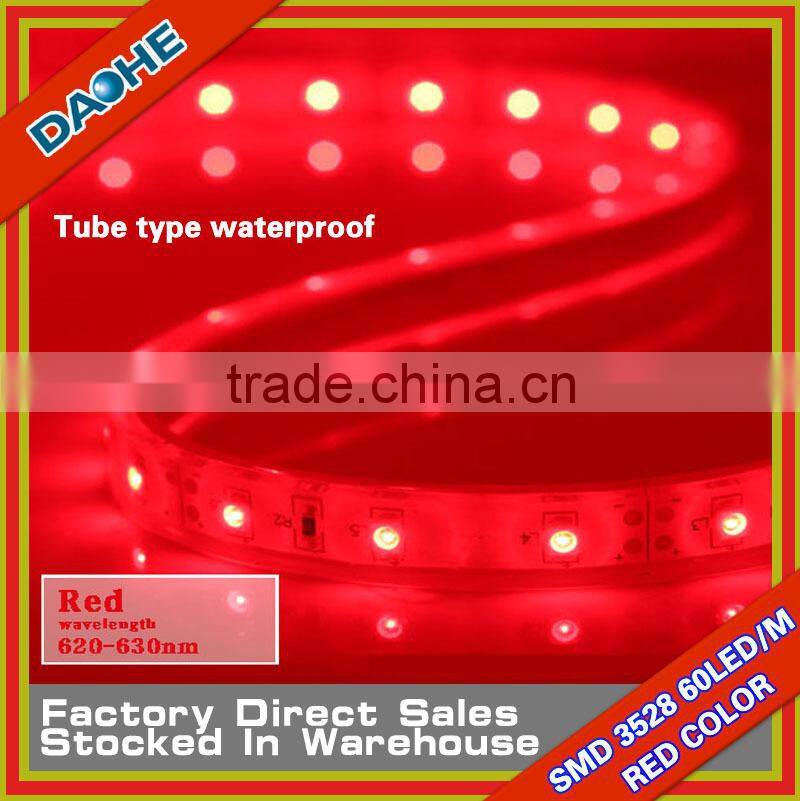 12V SMD 3528 LED Flexible Light Red Tube Type Waterproof IP65 60LED/meter 5 Meter 300LED CE RoHs 4.8W/Meter 5 Meter/Roll New