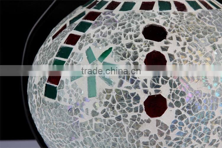 Snowman Shape Mosaic Glass Hanging Lantern for Christmas Outdoor Decoration