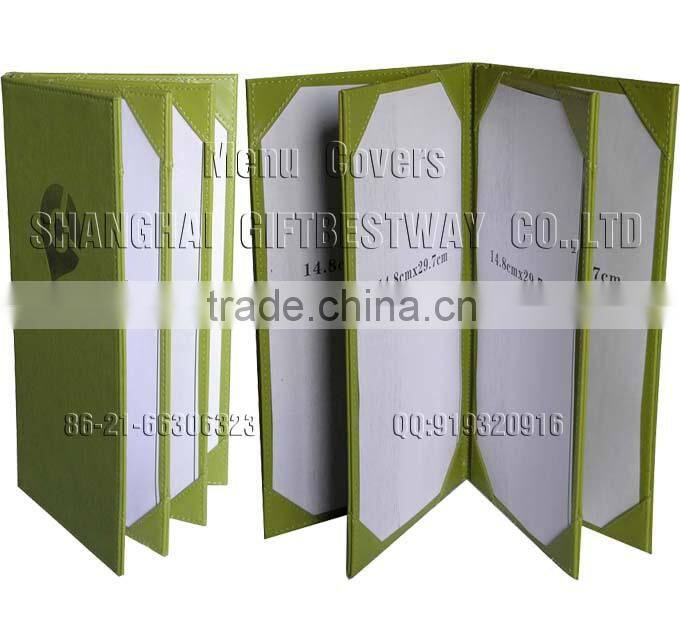 4 folder PU leather menu cover leather menu holder