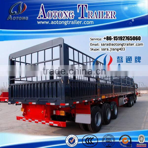 Truck trailer type 3 axles two storages 50 head cow livestock fence truck trailer/cattle transport trailer for sale