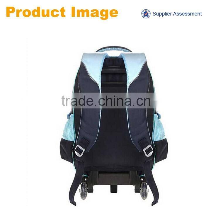 new product high quality waterproof nylon cartoon school bag with wheels bright