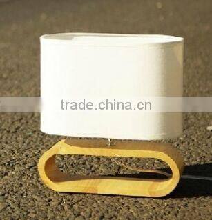 North European Style wooden base table lamp, linen lamp shade, oval wood base