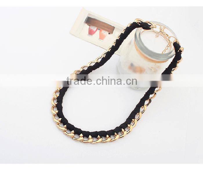 Hot sale fashion jewelry golden alloy rope braided metal necklace
