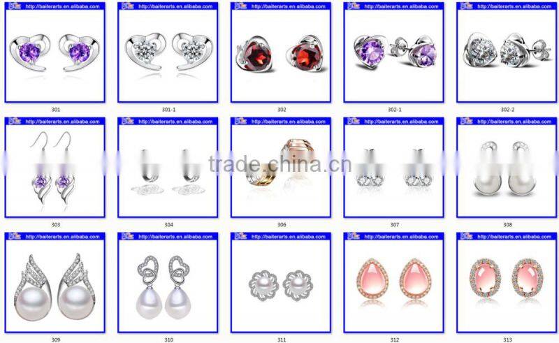 China Jewelry 925 Sterling Silver Freshwater Rice Shape Wedding Earrings Pearl