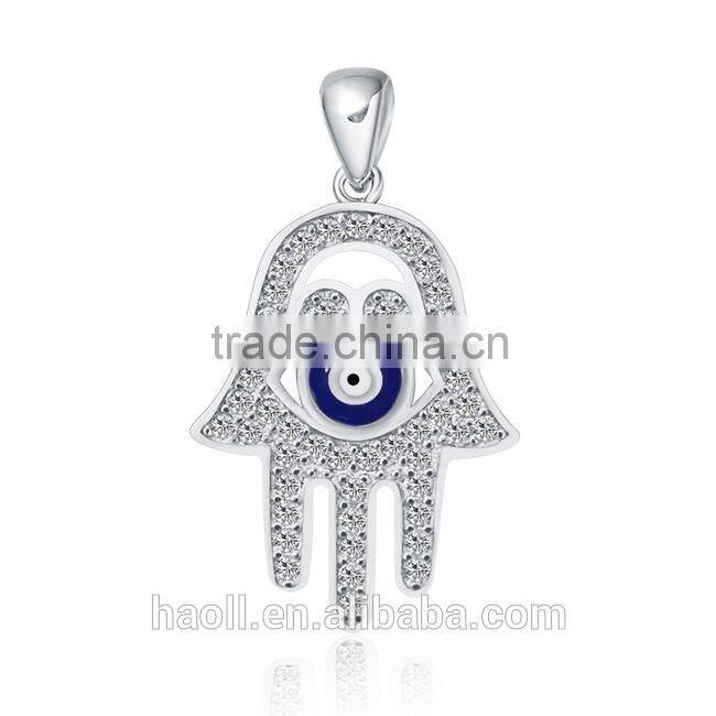 925 silver factory wholesale turkish silver jewelry with hamsa hand zircon stone pendant