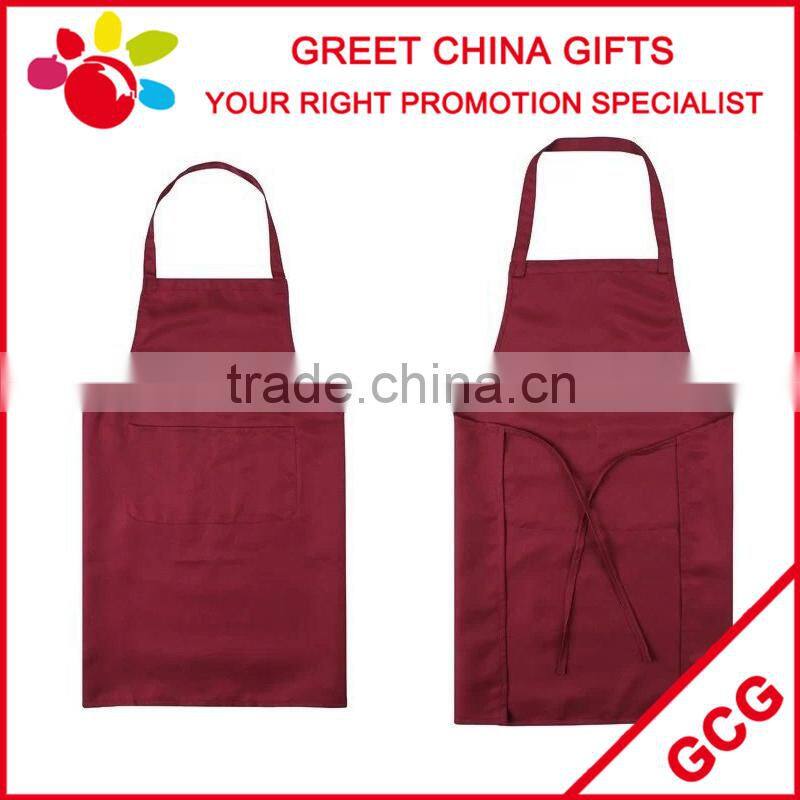 Custom Polyester Twill White Blue Black Red Bib Kitchen Apron with Pockets