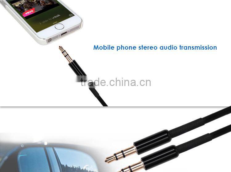 Premium Gold Plated 3.5MM Stereo AUX Cable with Metal Spring Prevents Breaks