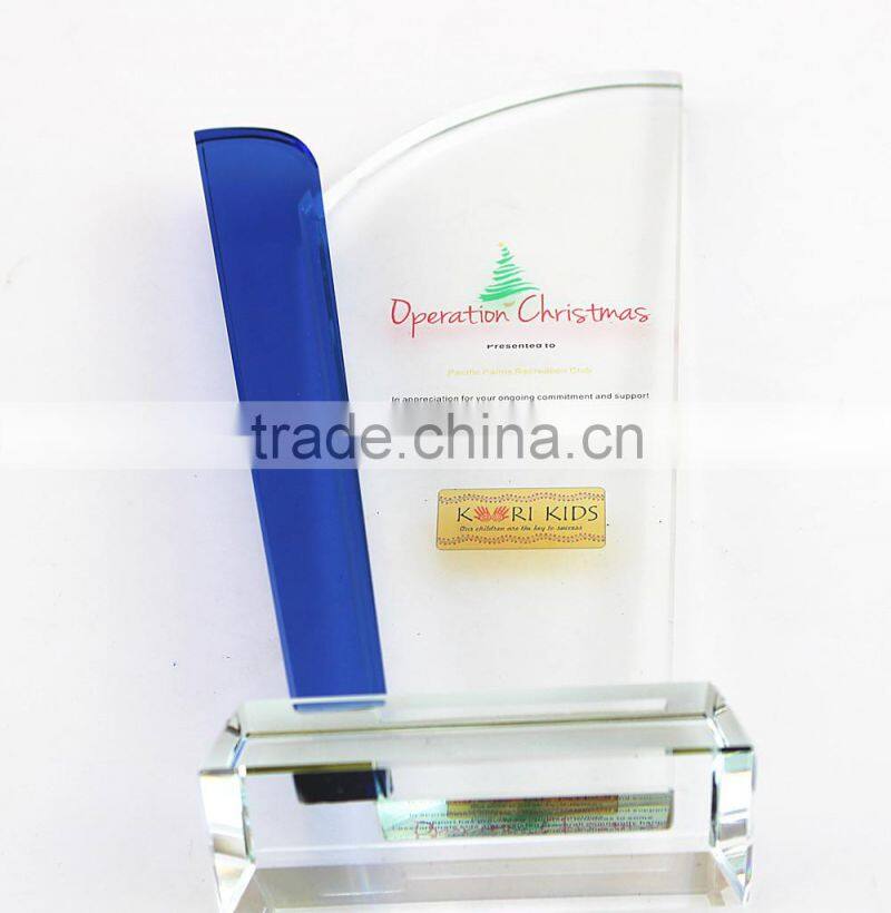 New fashion factory directly sale crystal blue trophy and award