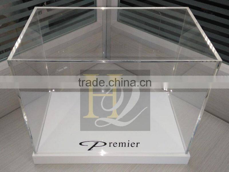Best selling plexiglass acrylic rectangle display gift box with bottom base